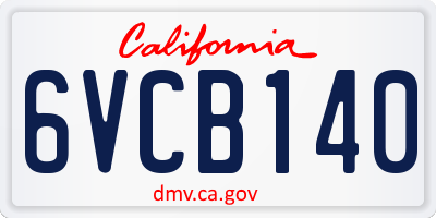 CA license plate 6VCB140