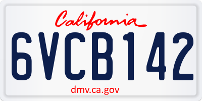 CA license plate 6VCB142