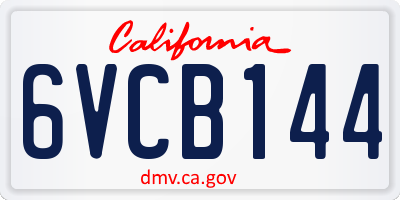 CA license plate 6VCB144