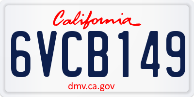 CA license plate 6VCB149