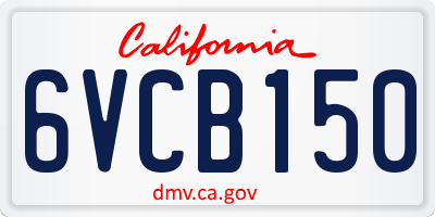CA license plate 6VCB150