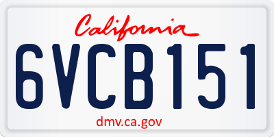 CA license plate 6VCB151