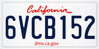 CA license plate 6VCB152