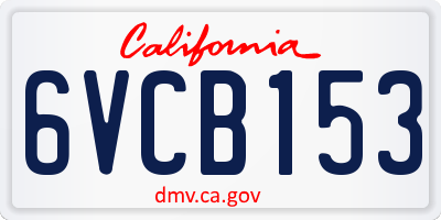 CA license plate 6VCB153