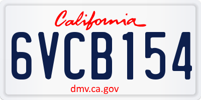 CA license plate 6VCB154