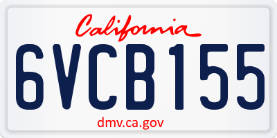 CA license plate 6VCB155