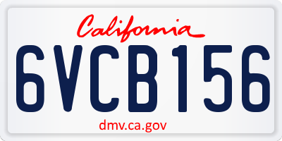 CA license plate 6VCB156