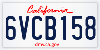 CA license plate 6VCB158