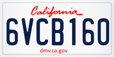 CA license plate 6VCB160