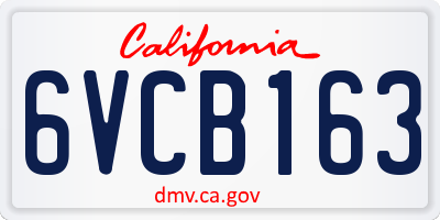 CA license plate 6VCB163