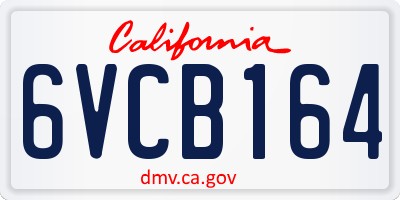 CA license plate 6VCB164