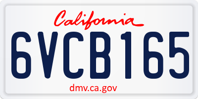 CA license plate 6VCB165