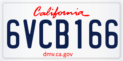 CA license plate 6VCB166