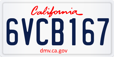 CA license plate 6VCB167
