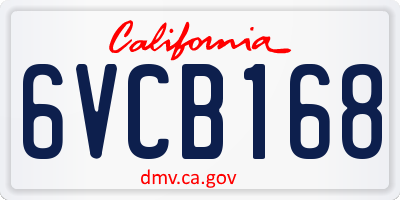 CA license plate 6VCB168
