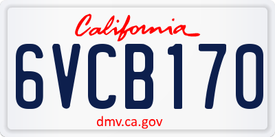 CA license plate 6VCB170