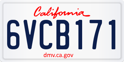 CA license plate 6VCB171