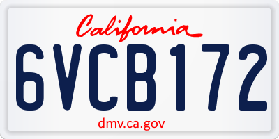 CA license plate 6VCB172