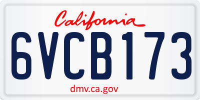 CA license plate 6VCB173