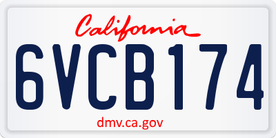 CA license plate 6VCB174