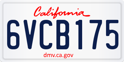 CA license plate 6VCB175