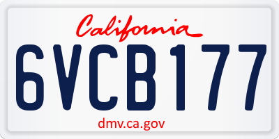 CA license plate 6VCB177