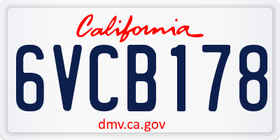 CA license plate 6VCB178