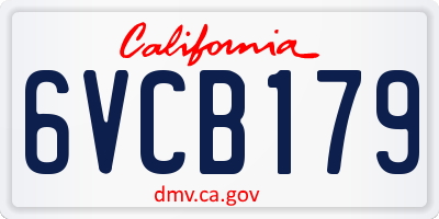CA license plate 6VCB179