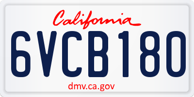 CA license plate 6VCB180