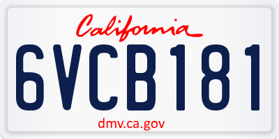 CA license plate 6VCB181