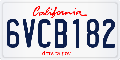 CA license plate 6VCB182