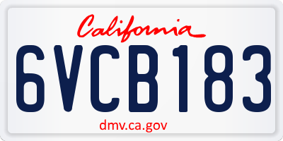 CA license plate 6VCB183