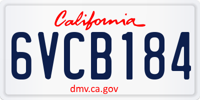 CA license plate 6VCB184