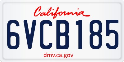 CA license plate 6VCB185