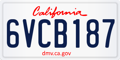 CA license plate 6VCB187
