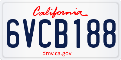 CA license plate 6VCB188