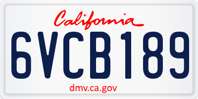 CA license plate 6VCB189