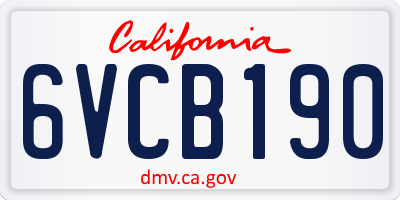CA license plate 6VCB190