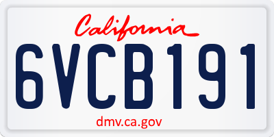 CA license plate 6VCB191