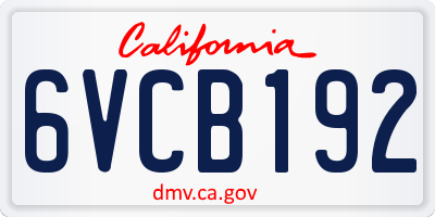 CA license plate 6VCB192