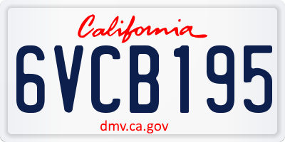 CA license plate 6VCB195