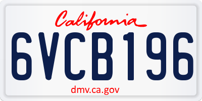 CA license plate 6VCB196