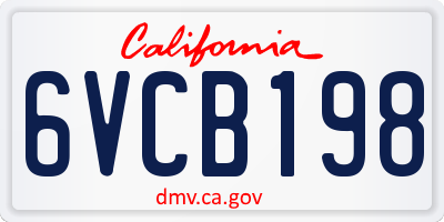 CA license plate 6VCB198