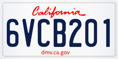 CA license plate 6VCB201