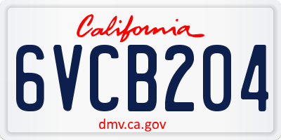 CA license plate 6VCB204