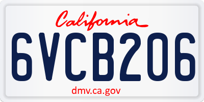 CA license plate 6VCB206