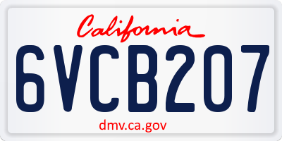 CA license plate 6VCB207