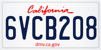 CA license plate 6VCB208