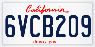 CA license plate 6VCB209