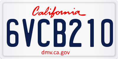 CA license plate 6VCB210